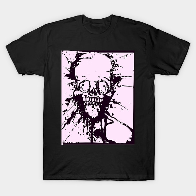 Splat Skull Pink T-Shirt by Junk_Drawer